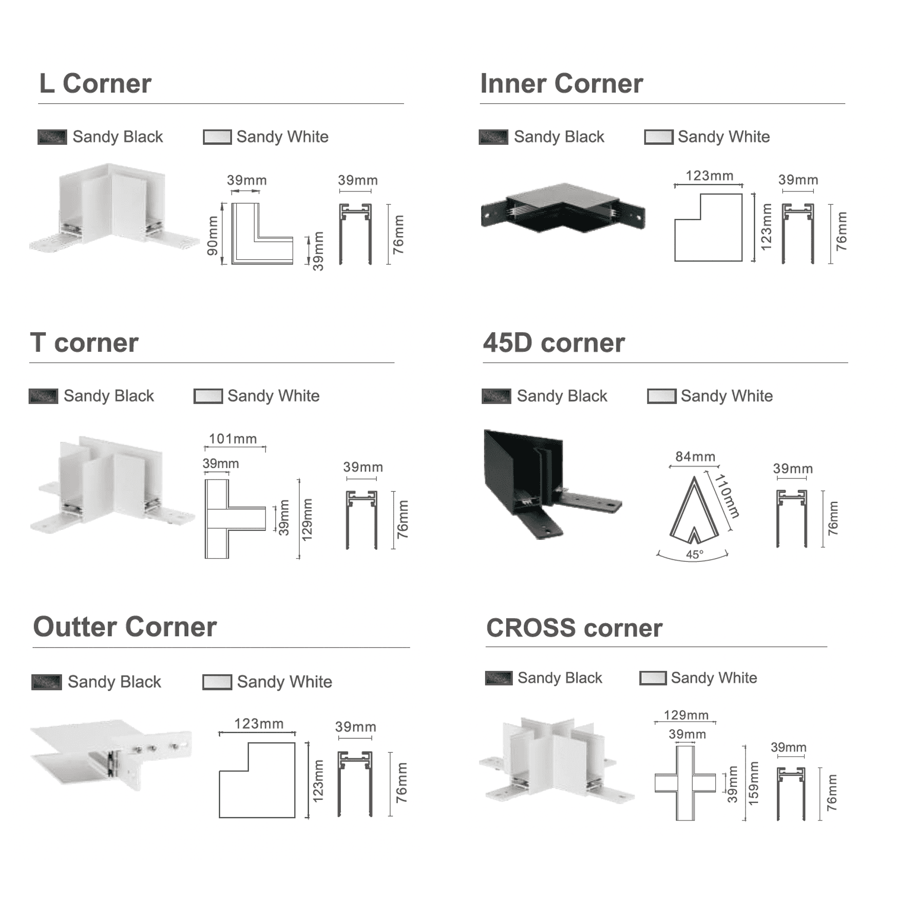 Track Corner Connectors - Standard Track