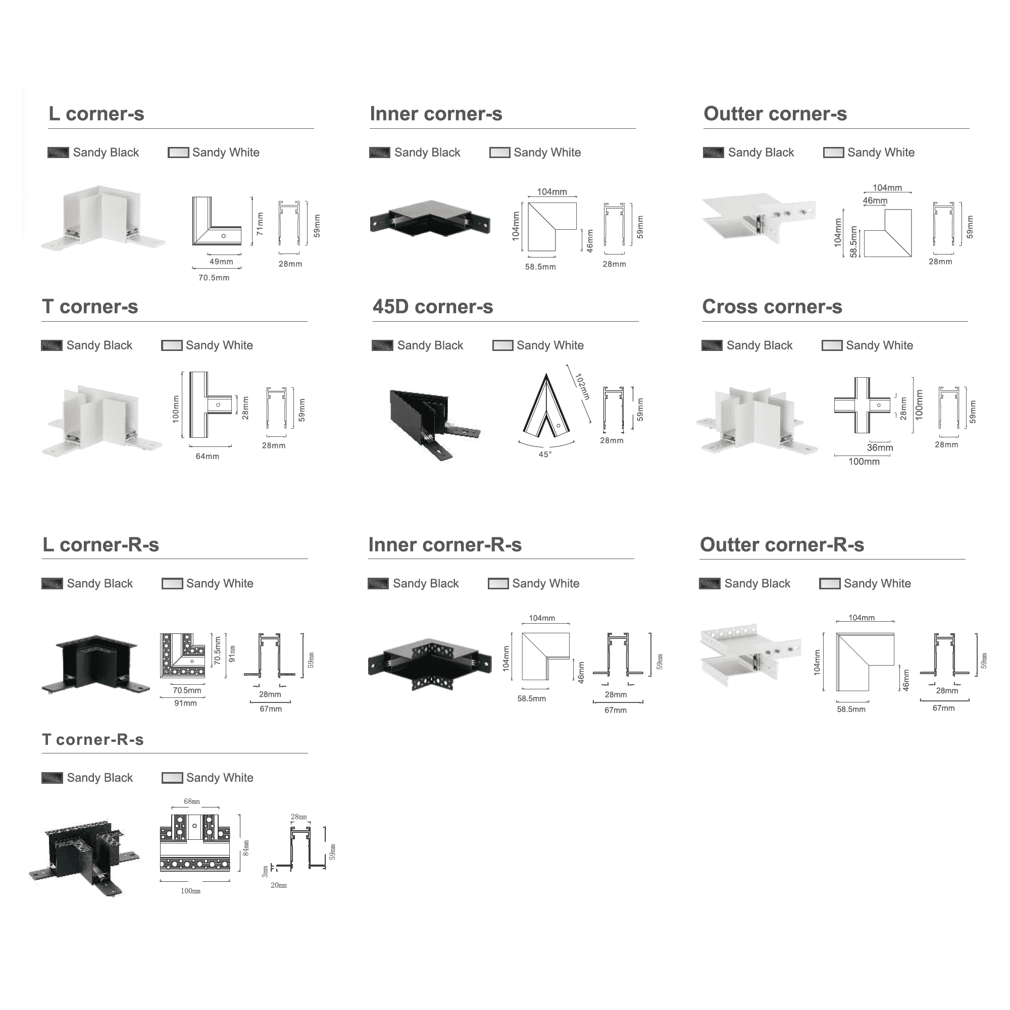 Track Corner Connectors - Slim Track